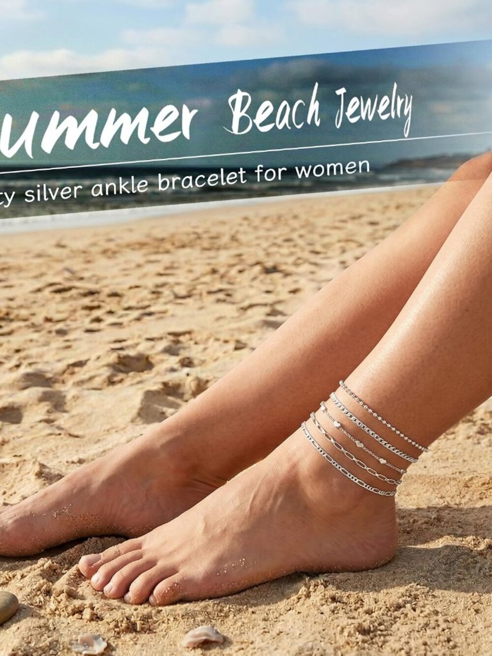 Extra Large Anklets for Women Waterproof, 14K Gold Plated Stack Anklets for Wome - Picture 4 of 6